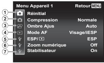 OLYMPUS SP-100E - Utilisation des fonctions du menu de configuration - 1
