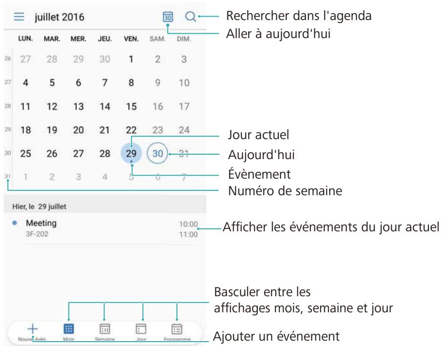 HONOR 7K BLEU - Modifier la vue de l'agenda - 1