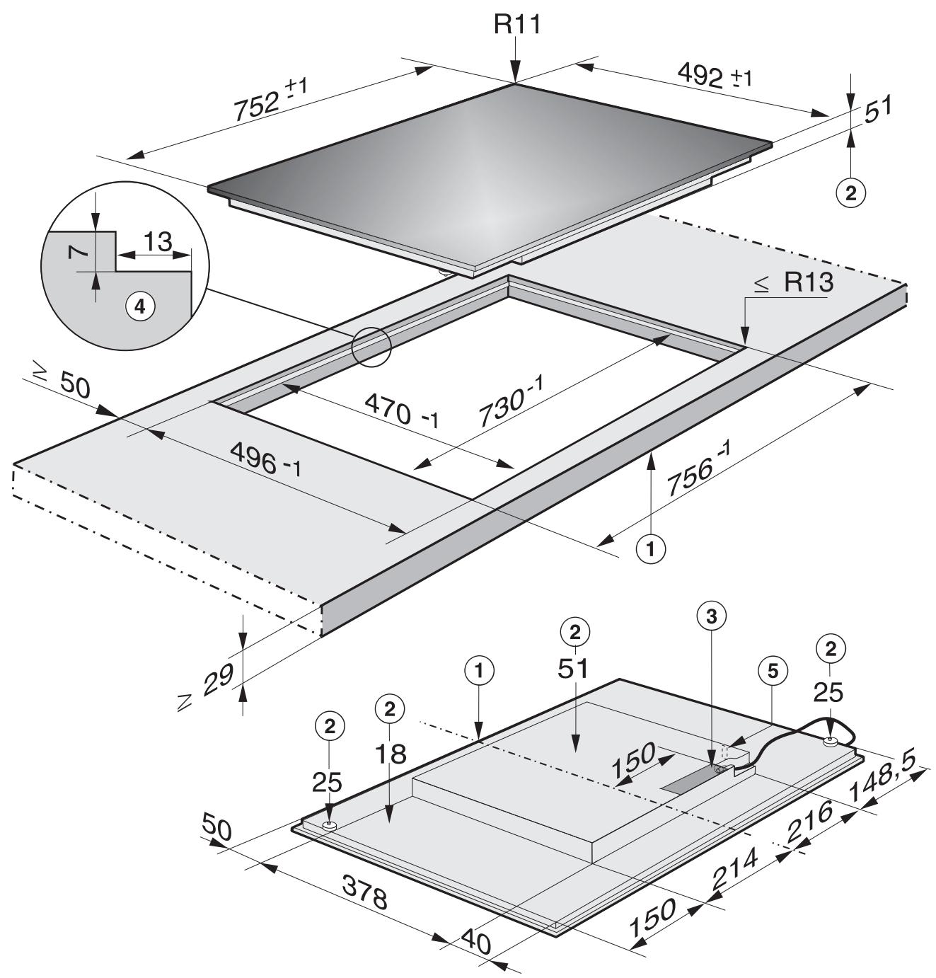MIELE KM6349-1 - Distance de sécurité avec la créédence - 4