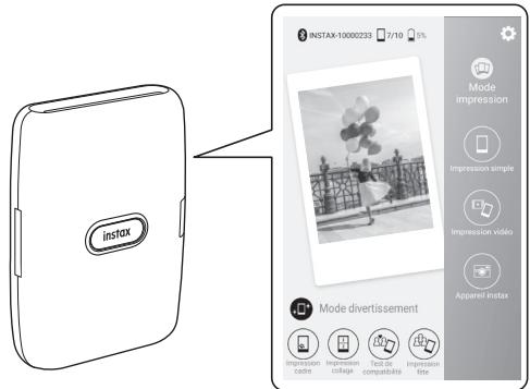 FUJIFILM INSTAX_LINK_DARK - Changer le mode de l'application lorsque l'écran supérieur est sélectionné dans l'application - 1