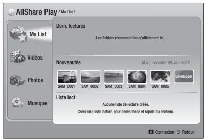 SAMSUNG HT-E8200BD - Utilisation de l'écran AllShare Play - 1
