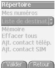 SAGEM myX-5.2 - Menu repertoire - 1