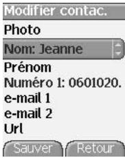 SAGEM myX-5.2 - Options à partir d'un contact ménorisé - 2
