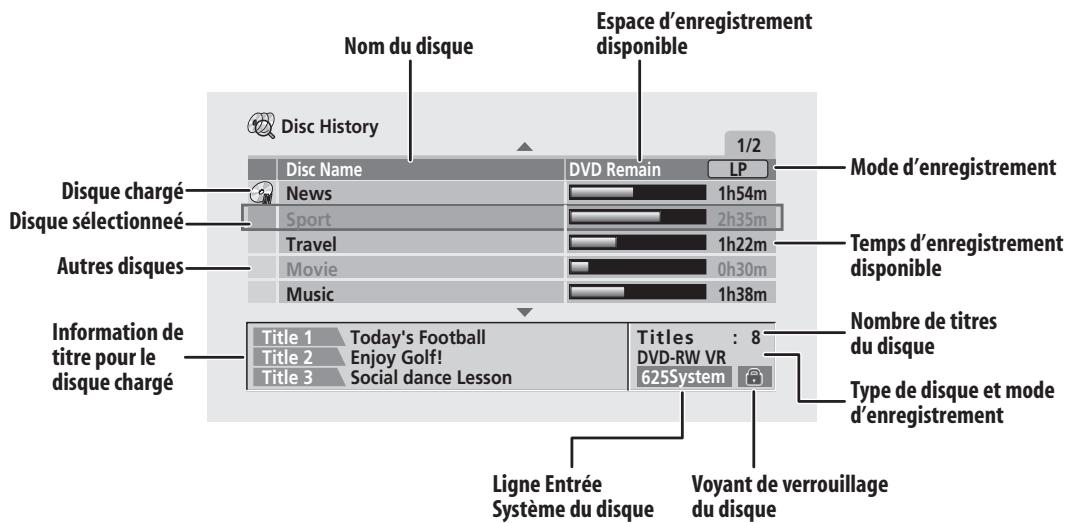 PIONEER DVR720H - Historique du disque - 1