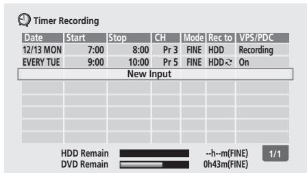 PIONEER DVR720H - Pendant l'enregistrement commande parprogrammateur, appuyez sur TIMER REC pourafficher la page Timer Recording. - 1