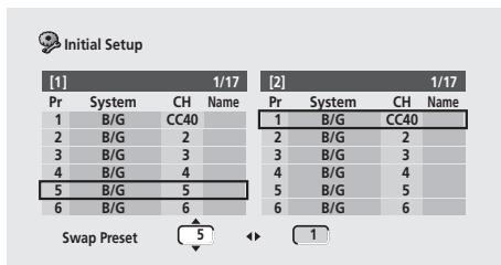 PIONEER DVR720H - Utilisez les touches ↑/↓ (curseur vers le haut/vers le bas) pour selectionner un canal préréglé à échanger. - 1