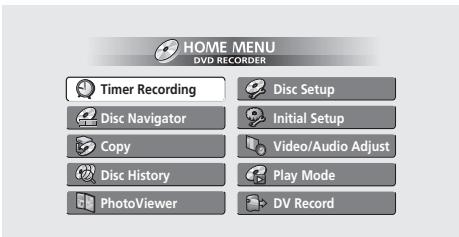PIONEER DVR720H - Utilisation du menu Home - 1