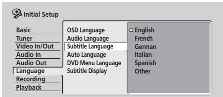 PIONEER DVR720H - Subtitle Language - 1