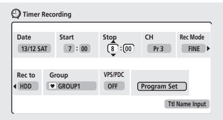 PIONEER DVR720H - Utilisez la touche ↑ (curseur vers le haut) pourmettre en valeur la programmationd'enregistrement concernee (la mention 'Recording'est presente dans la colonne VPS/PDC'),puisappuyez sur ENTER. - 1