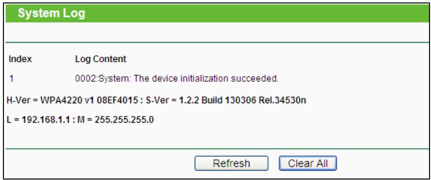 TP-LINK TL-WPA4220KIT - System Log - 1
