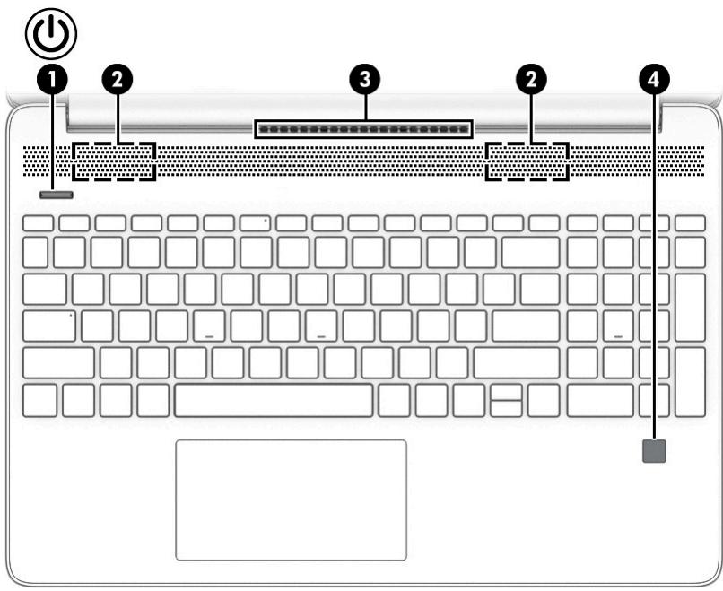 HEWLETT PACKARD 15s-fq5023nf - Bouton, ouverture d'aération, haut-parleurs et lecteur d'empreintes digitales - 1