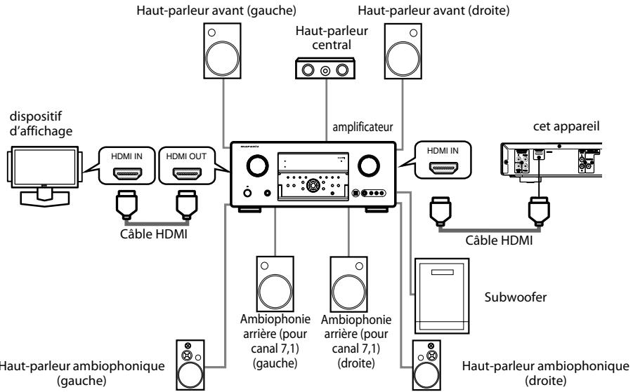 DENON BD7003 - Raccord à un dispositif d'affichage et un amplificateur/recepteur avec un cable HDMI - 1