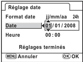 PENTAX KM+18-55+KIT+CHARG - Utilisez le bouton de navigation ( ) pour régler le mois. - 1