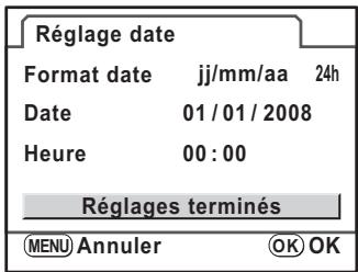 PENTAX KM+18-55+KIT+CHARG - Utilisez le bouton de navigation (▼) pour sélectionner [Réglages terminés]. - 1