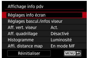 CANON R6 - Sélectionnez [Réglages info écran]. - 1