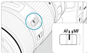 CANON R6 - Placez le selecteur de mode de mise au point de I'objectif sur <  AF> - 1