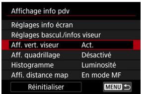 CANON R6 - Sélectionnéz [Aff. vert. viseur]. - 1