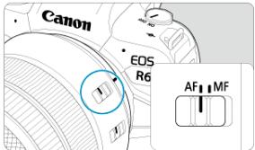 CANON R6 - Placez le selecteur de mode de mise au point de I'objet sur <  AF> - 1