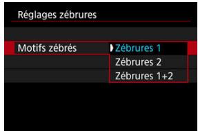 CANON R6 - Sélectionnez [Motifs zébrés]. - 1