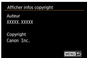 CANON R6 - Vérification des informations sur le copyright - 1