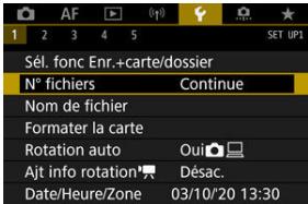 CANON R6 - Sélectionnéz [Y: N° fichiers]. - 1