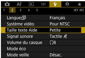 CANON R6 - Sélectionnez [Y: Taille texte Aide]. - 1