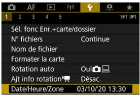 CANON R6 - Sélectionnez [Date/Heure/Zone]. - 1
