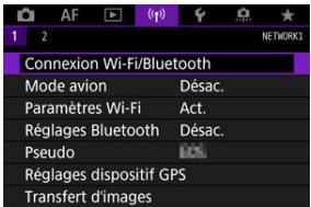 CANON R6 - Sélectionnez [('p): Connexion Wi-Fi/Bluetooth]. - 1