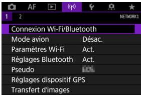 CANON R6 - Sélectionnez [('p): Connexion Wi-Fi/Bluetooth]. - 1
