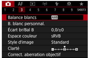 CANON R6 - Sélectionnez [O: Balance blancs]. - 1