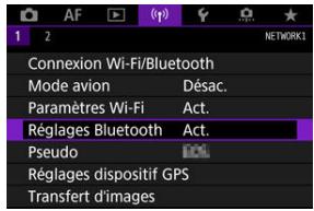 CANON R6 - Sélectionnéz [('p]: Régliages Bluetooth]. - 1
