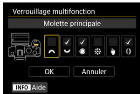 CANON R6 - Sélectionnez les commandes de l'appareil photo à verrouiller. - 1