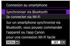 CANON R6 - Sélectionnez [Synchroniser via Bluetooth]. - 1