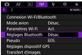 CANON R6 - Sélectionnéz [('p): Régliages Bluetooth]. - 1