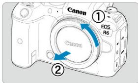 CANON R6 - Retirez les bouchons. - 2