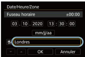 CANON R6 - Reglez le fuseau horsaire. - 1
