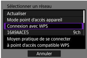 CANON R6 - Sélectionnez [Connexion avec WPS]. - 1