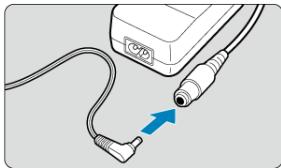 CANON R6 - Raccordez le coupleur secteur à l'adaptateur secteur. - 1