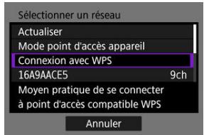 CANON R6 - Sélectionnez [Connexion avec WPS]. - 1