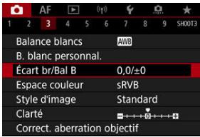 CANON R6 - Sélectionnez [O: Écart br/Bal B]. - 1