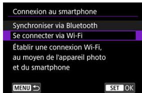 CANON R6 - Sélectionnéz [Se connecter via Wi-Fi]. - 1