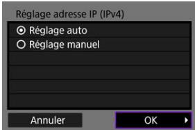 CANON R6 - Sélectionné une option de réglage d'adresse IP. - 1