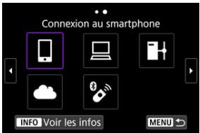 CANON R6 - Sélectionnéz [Connexion au smartphone]. - 1