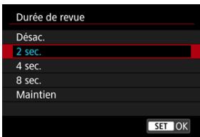 CANON R6 - Sélectionnez [Durée de revue]. - 1