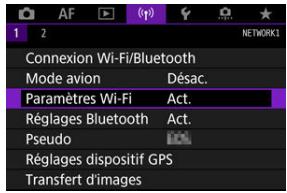 CANON R6 - Sélectionné [⟨η⟩: Paramétres Wi-Fi]. - 1