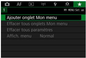 CANON R6 - Sélectionnez [Ajouter onglet Mon menu]. - 1