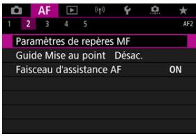 CANON R6 - Sélectionnéz [AF: Paramétres de repêres MF]. - 1