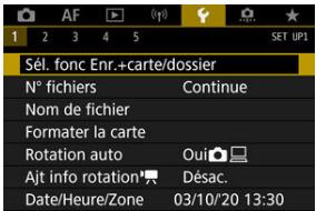 CANON R6 - Sélectionnéz [ψ: Sél. fonc Enr.+carte/dossier]. - 1