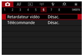 CANON R6 - Sélectionnéz [O: Retardateur video]. - 1