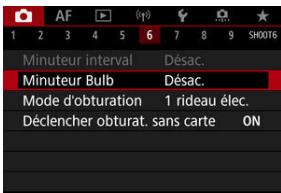CANON R6 - Sélectionnéz [O: Minuteur Bulb]. - 1